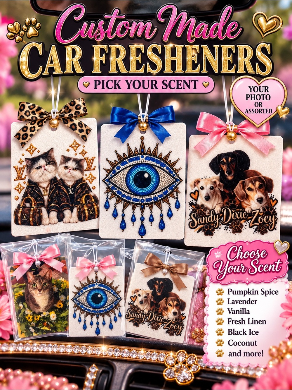 Car freshners pack of 3 personalized select a scent. Great party favors too. New - Picture 8 of 8